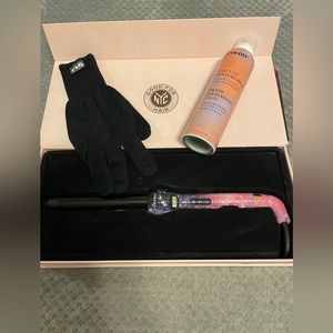 NWT Eva NYC Healthy Heat Clip Free Curler+Eva NYC Surf’s Up texture spray +glove